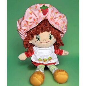 Strawberry Shortcake Stuffed Plush 14-Inch Doll Embroidered Eyes Red Shiny Dress